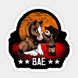 Red Horse Sunset T-Shirt - BAE Level4 Chibi Cowboy Sticker